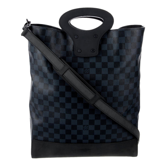 North South Tote Handbag Damier Cobalt Black and Navy