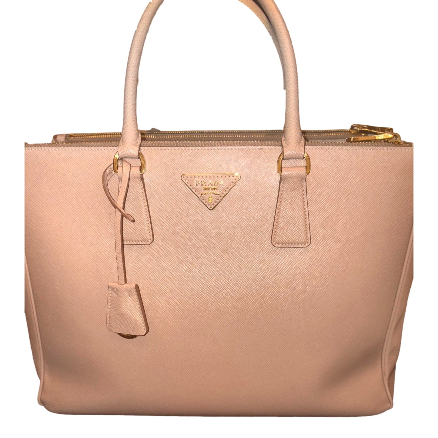 Galleria Large Beige Saffiano Leather Shopper Tote Bag