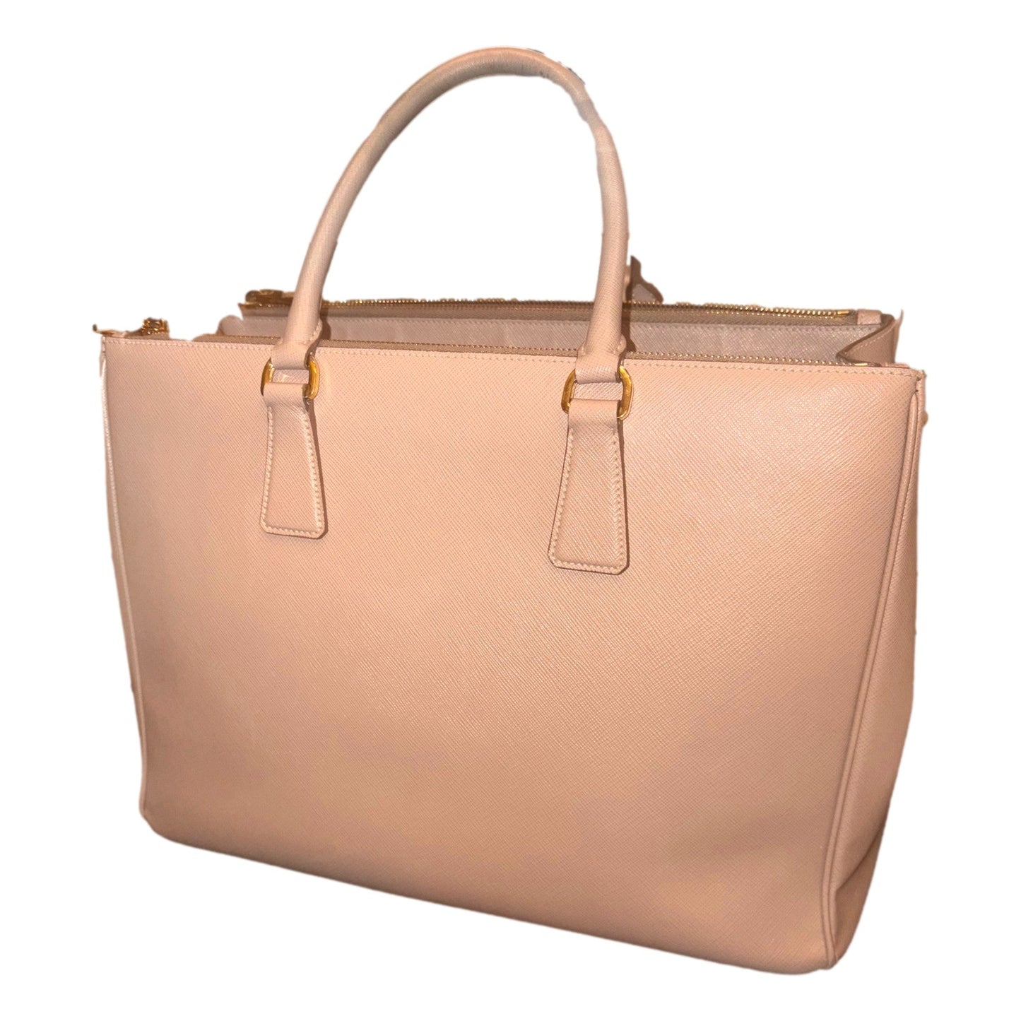 Galleria Large Beige Saffiano Leather Shopper Tote Bag