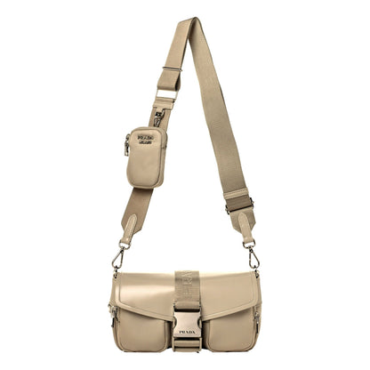 Deserto Tessuto Nylon Patent Leather Buckle Crossbody Bag