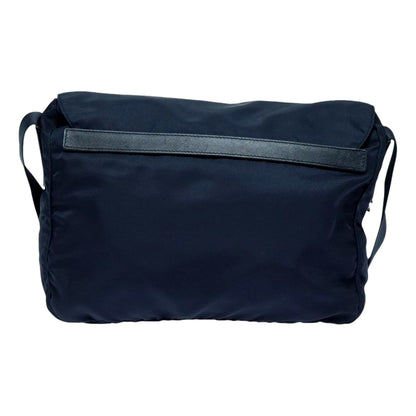 Tessuto Re-Nylon Messenger Crossbody Bag Blue+Nero Navy Medium