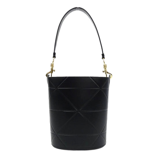 Soft Calf Leather Bucket Crossbody Handbag Nero Black