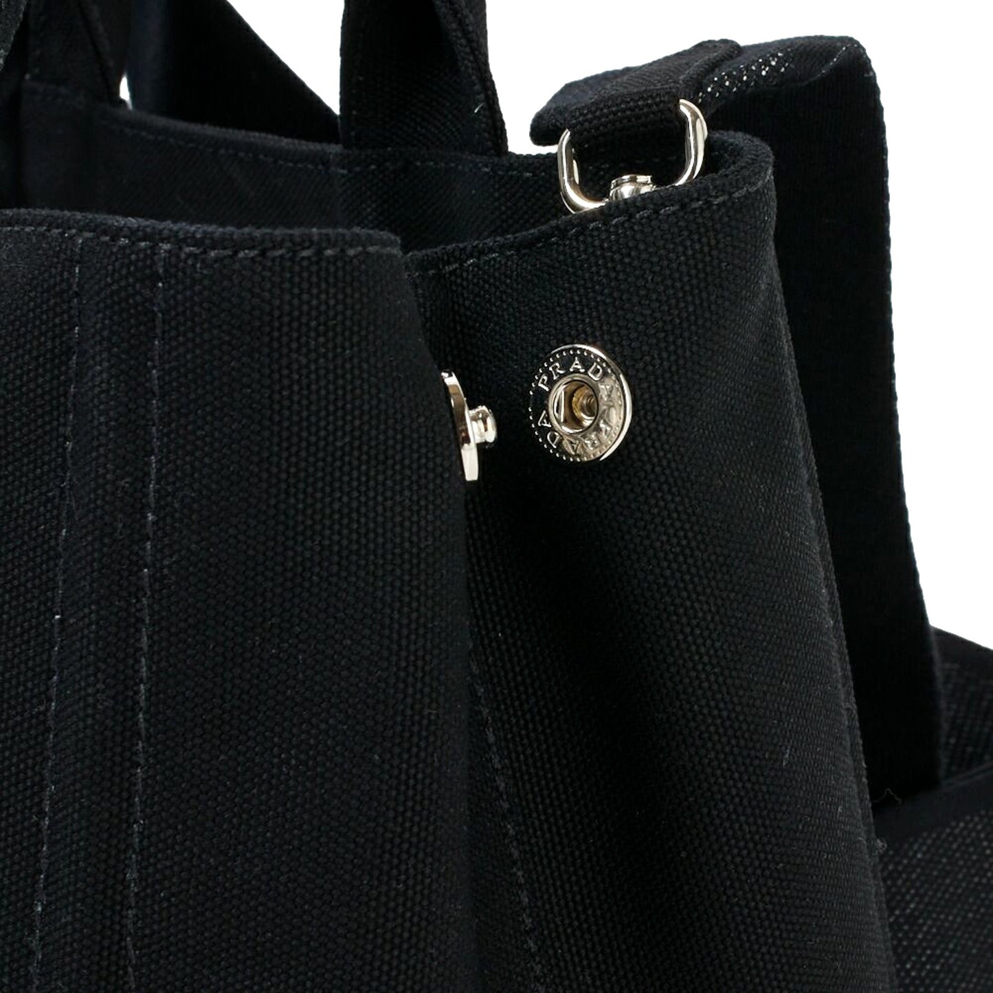 Canapa Tote Handbag Canvas Embossed Lettering Logo Fabric Black