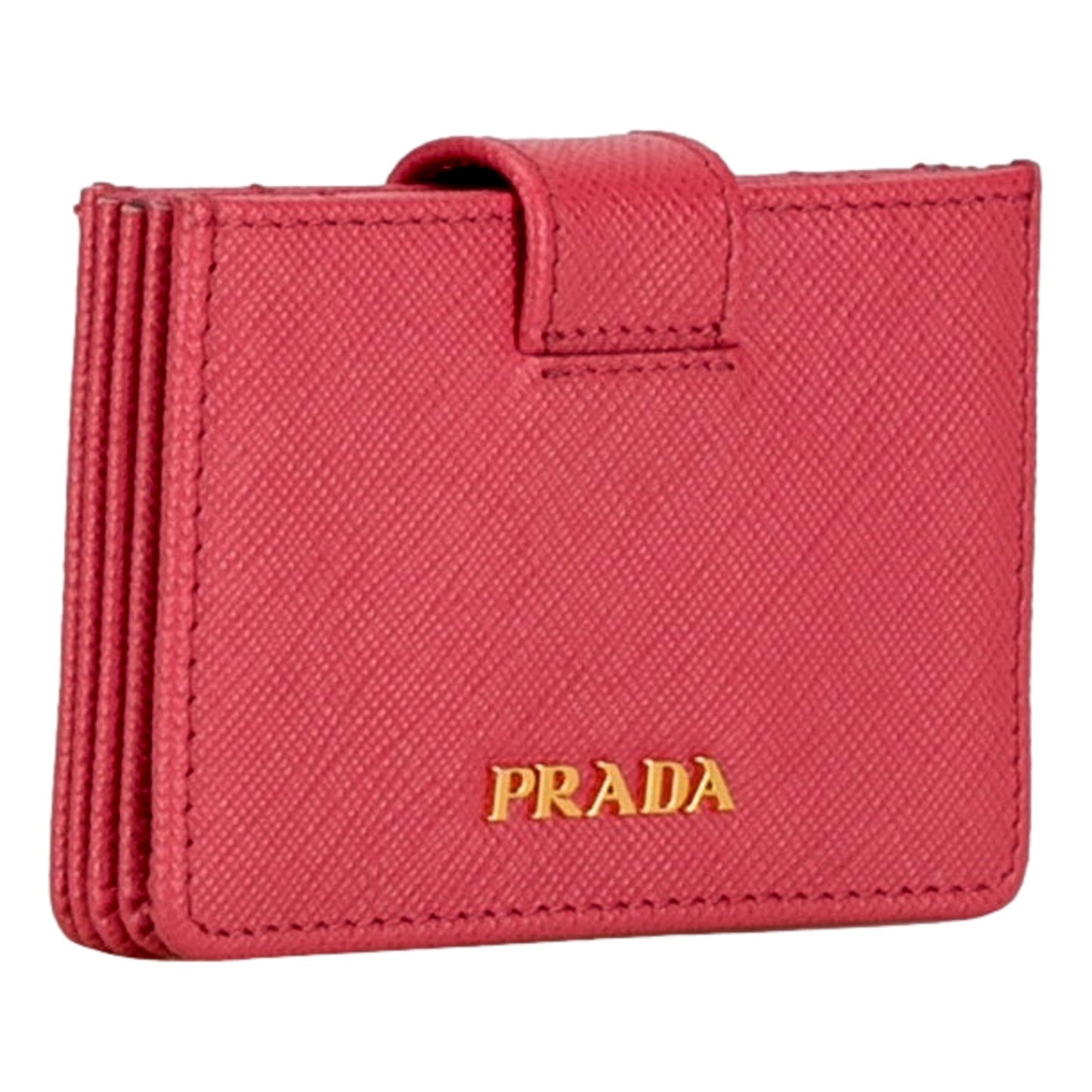 Saffiano Leather Card Case Passcase Card Accordion Peonia Pink