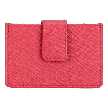 Saffiano Leather Card Case Passcase Card Accordion Peonia Pink