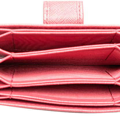 Saffiano Leather Card Case Passcase Card Accordion Peonia Pink