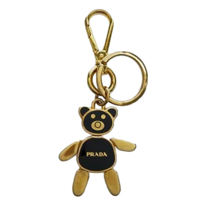 Women's Black/Gold Teddy Bear Handbag Charm Keychain