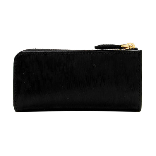 Vitello Move Key Case Holder Wallet Zip Pouch Black Calf Leather