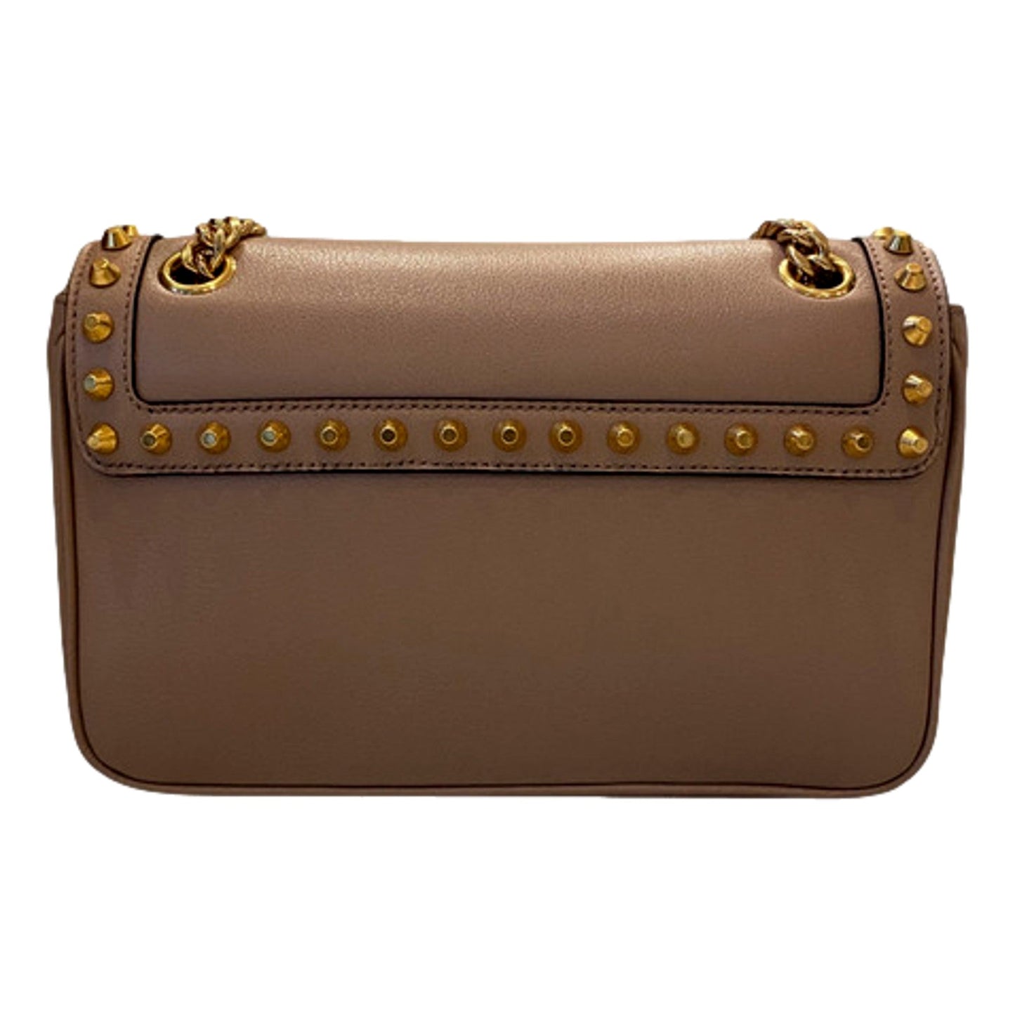 Pattina Glace Calf Leather Cammeo Beige Gold Studded Bag