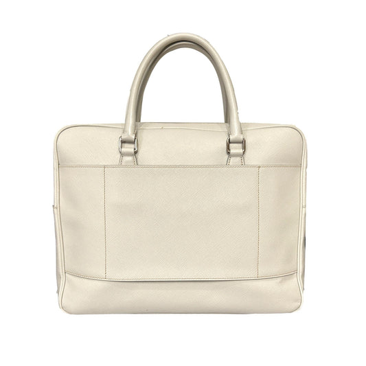 Saffiano Ivory Leather Satchel Weekender Travel Tote Bag Crossbody