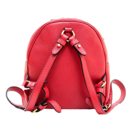 Vitello Daino Convertible Front Pocket Backpack Red Gold Hardware