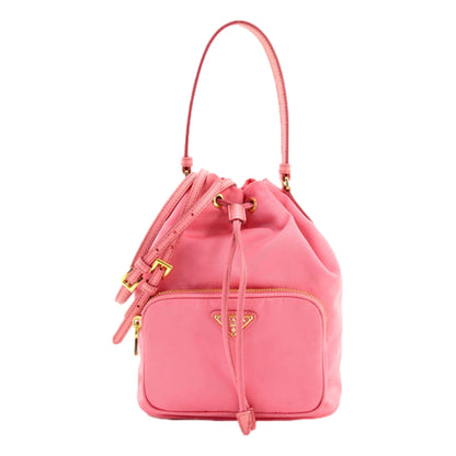 Re-Nylon Saffiano Duet Bucket Crossbody Bag Small Begonia Pink