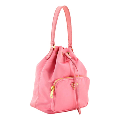 Re-Nylon Saffiano Duet Bucket Crossbody Bag Small Begonia Pink