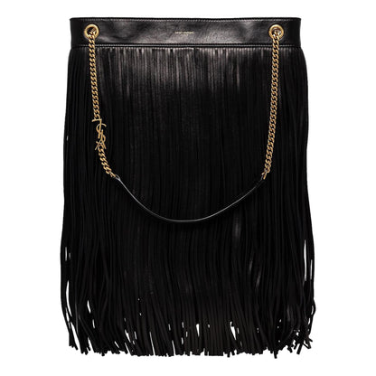 Grace Black Tassel Leather Hobo Shoulder Bag