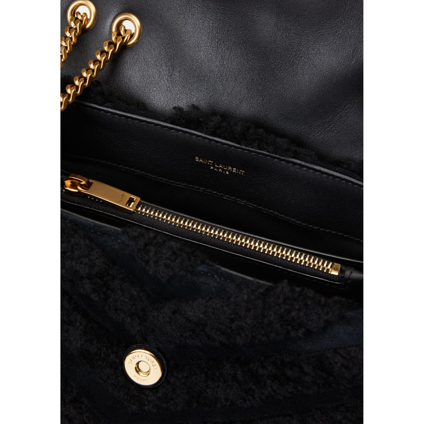 Loulou Black Shearling Medium Shoulder Bag