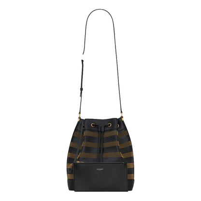 Seau Studded Black Leather Crossbody Bucket Bag