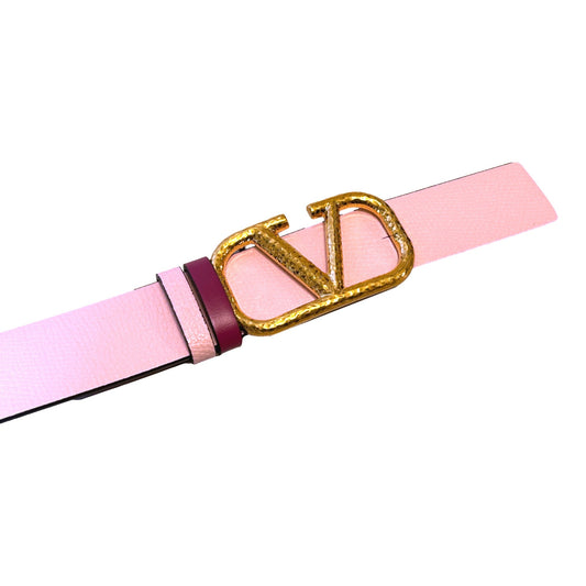 VLogo Reversible Belt Size 85 Pink Pebbled Leather