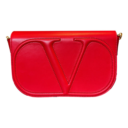 VLogo Walk Large Crossbody Bag Red Calf Leather