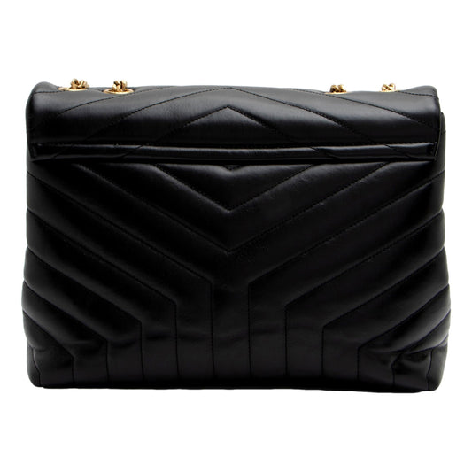 LouLou Large Matelassé Lambskin Black Shoulder Crossbody Bag