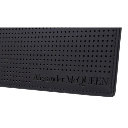 Black Leather Perforated Flat Pouch