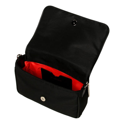 Small Black Nylon Skull Shoulder Bag