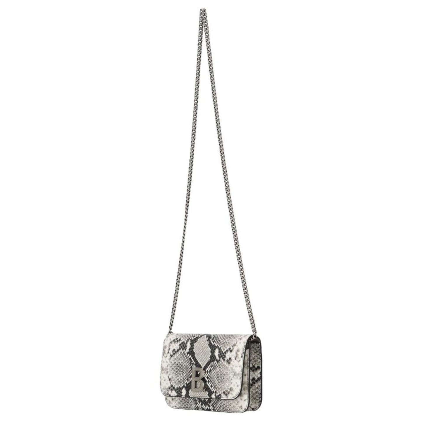 B Python Print Calfskin Leather Wallet on Chain Bag