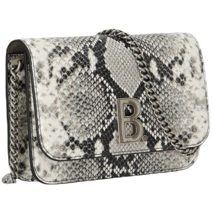 B Python Print Calfskin Leather Wallet on Chain Bag