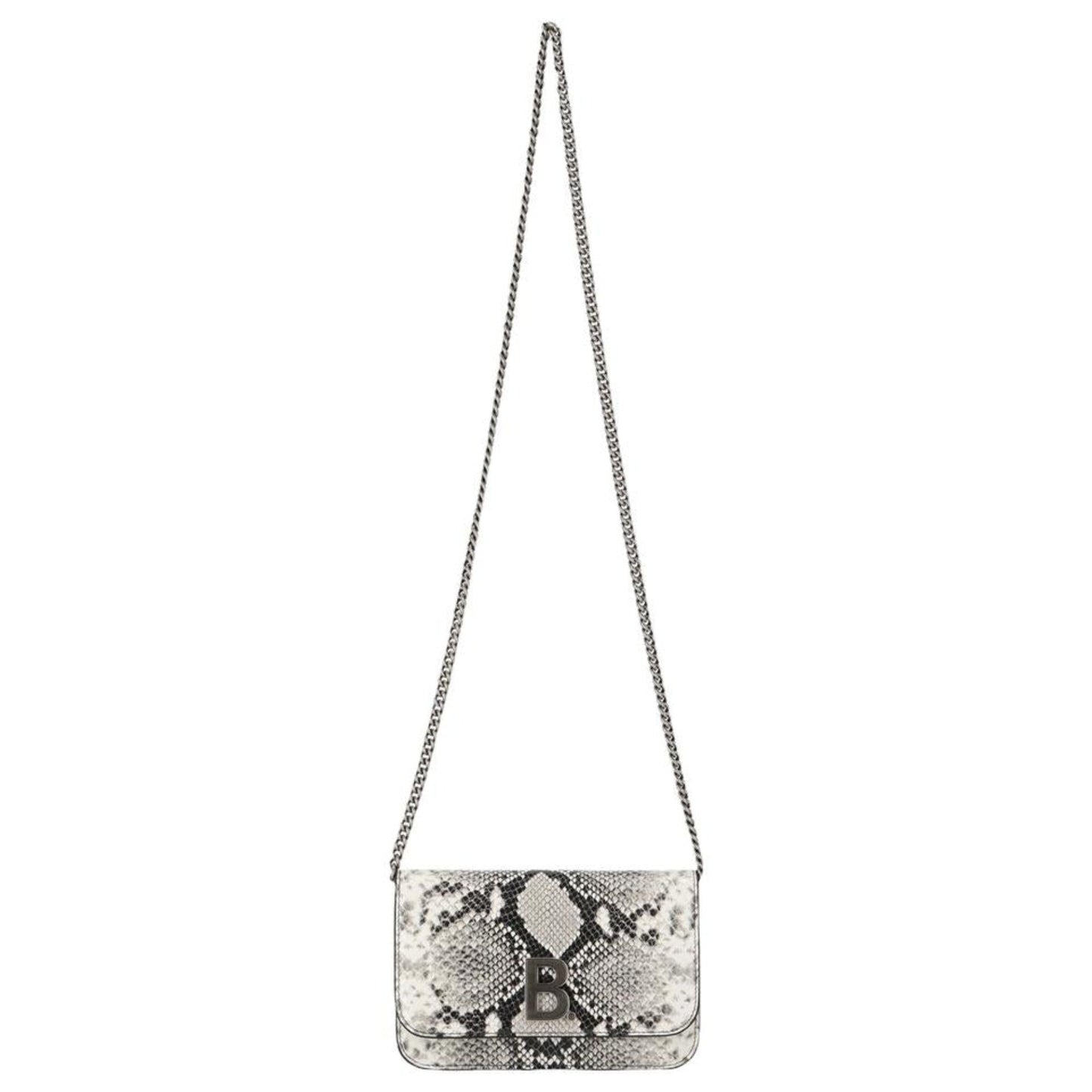 B Python Print Calfskin Leather Wallet on Chain Bag