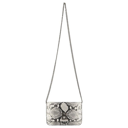 B Python Print Calfskin Leather Wallet on Chain Bag