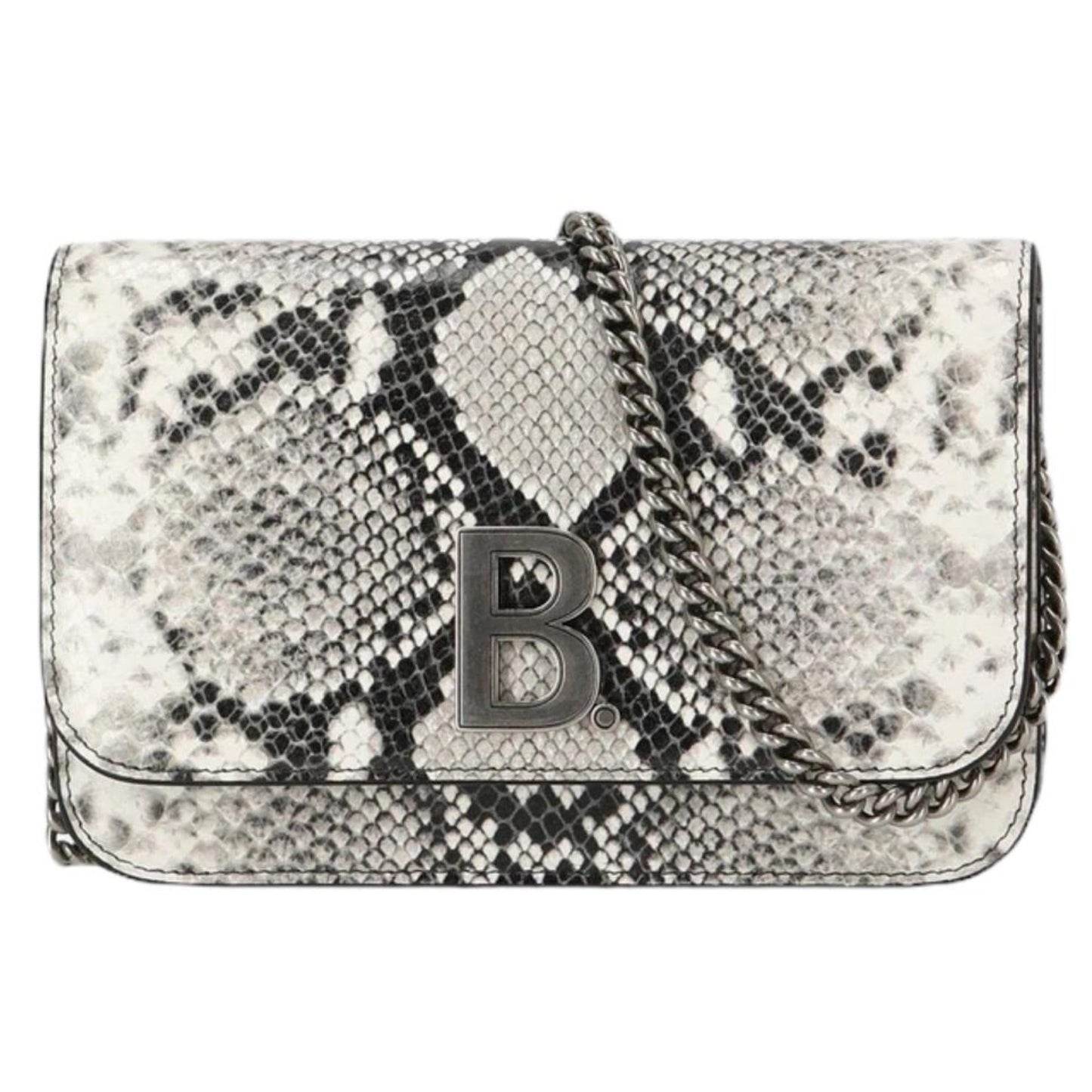 B Python Print Calfskin Leather Wallet on Chain Bag