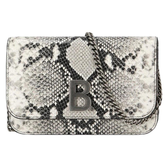 B Python Print Calfskin Leather Wallet on Chain Bag