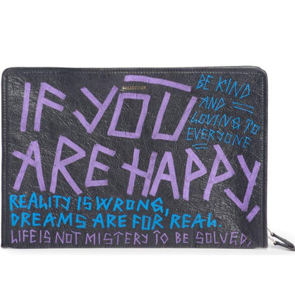 Bazar Graffiti Purple Blue Black Arena Leather Pouch