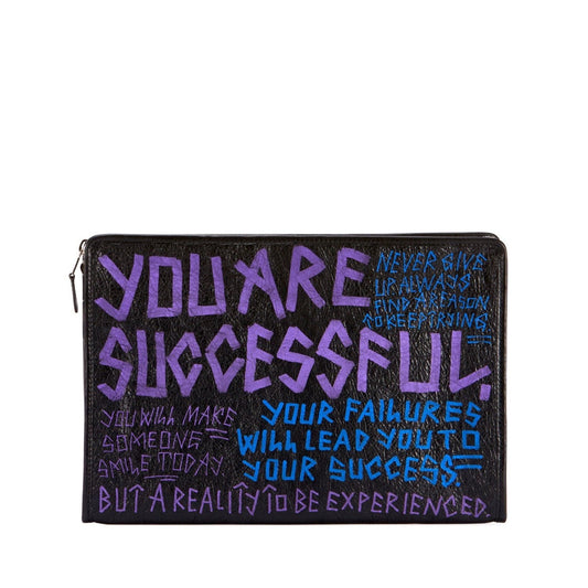 Bazar Graffiti Purple Blue Black Arena Leather Pouch