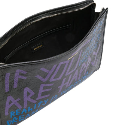 Bazar Graffiti Purple Blue Black Arena Leather Pouch