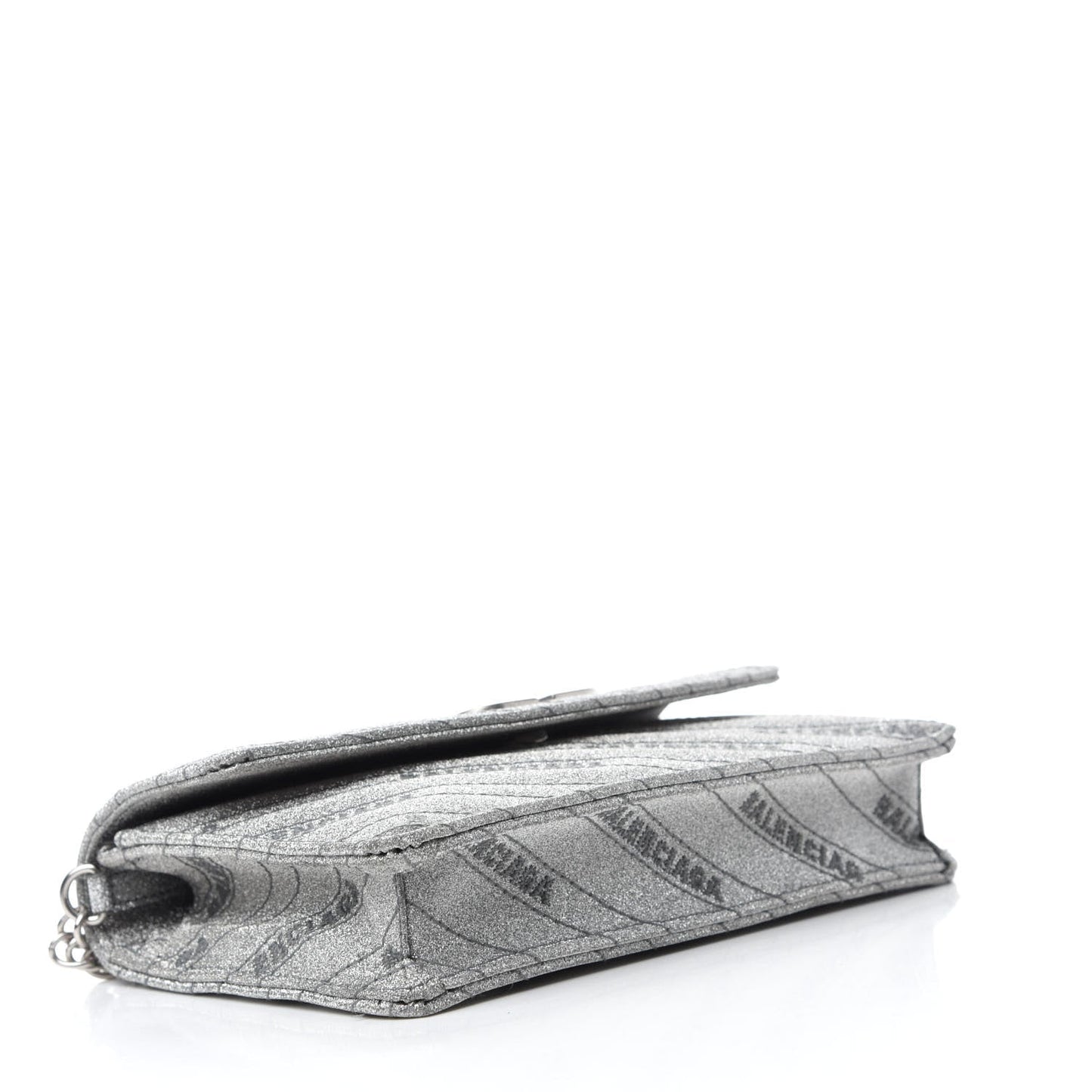 BB Silver Glittered Leather Wallet on Chain Bag