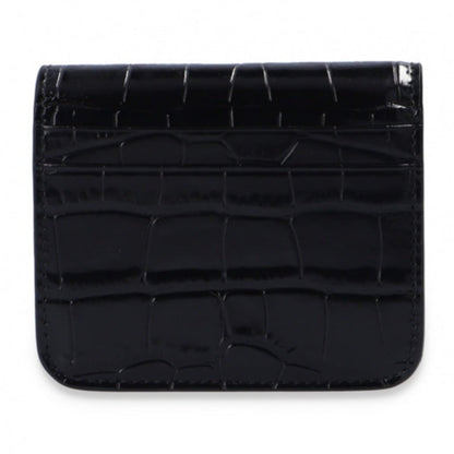 Black Calf Leather Crocodile Embossed Wallet