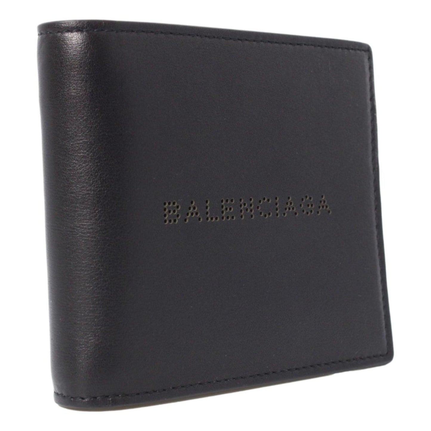 Cash Black Calfskin Leather Perforated Bifold Wallet