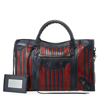 Classic City Marine Bordeaux Stripe Small Satchel Bag