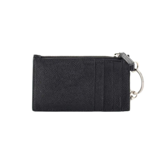 Cash Logo Black Grain Leather Neck Lanyard Card Holder Wallet