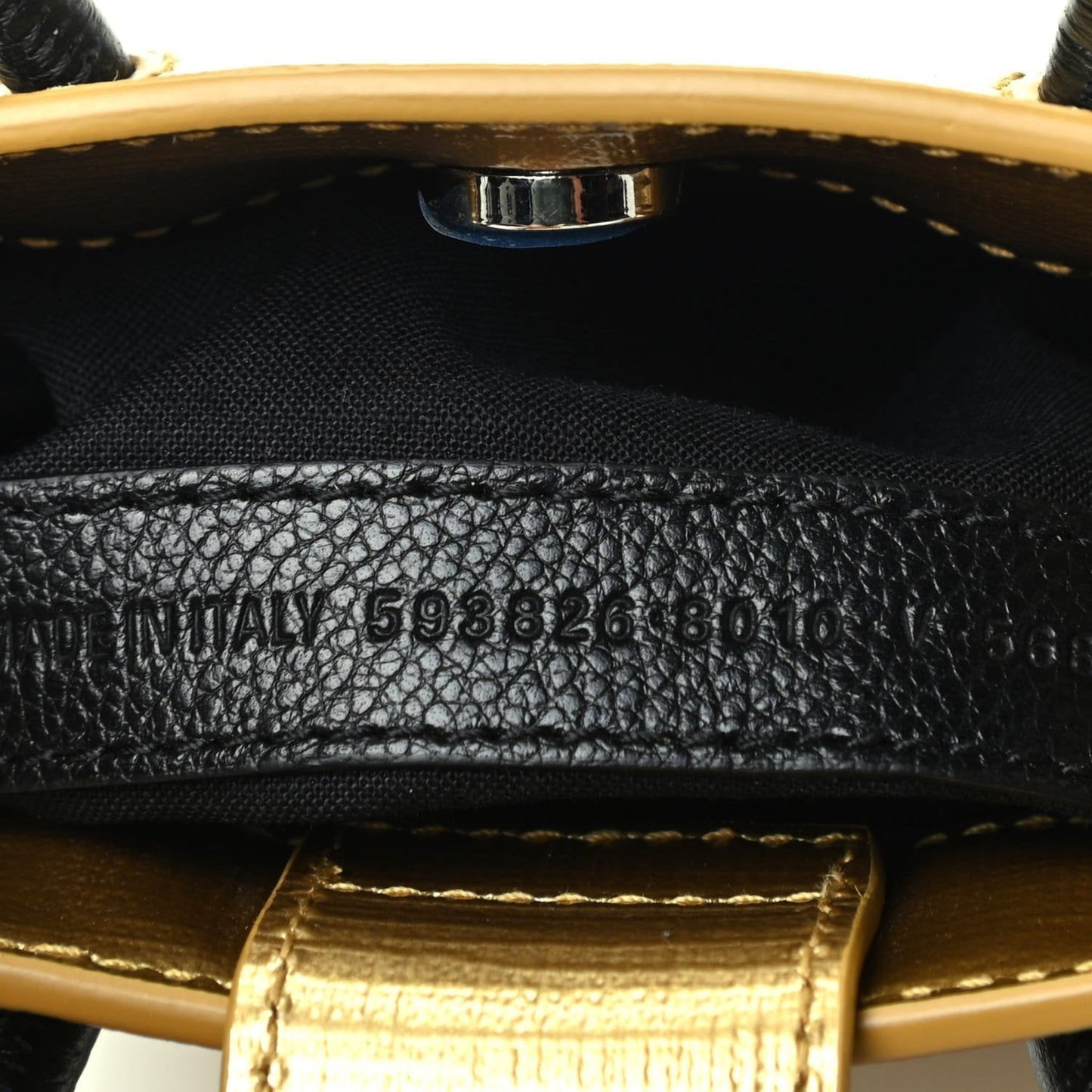 Gold Calfskin Leather Shopper Cross Body Bag