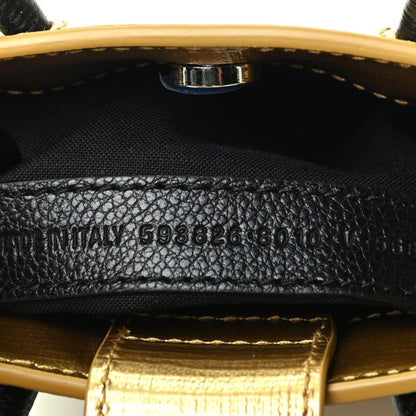 Gold Calfskin Leather Shopper Cross Body Bag