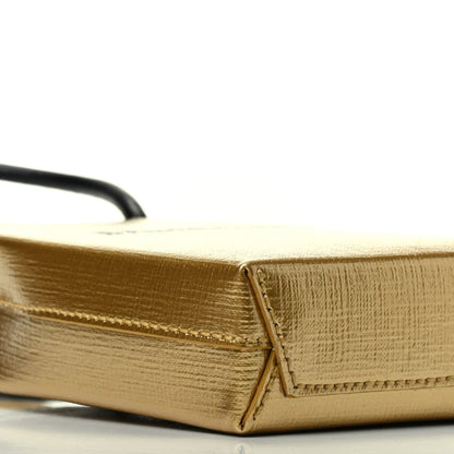 Gold Calfskin Leather Shopper Cross Body Bag