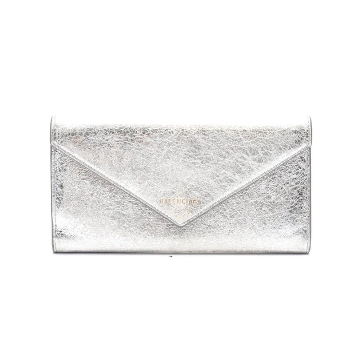 Papier Metallic Silver Arena Leather Envelope Wallet