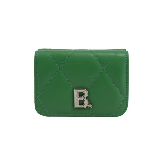 Touch Leaf Green Nappa Leather Quilted Mini Trifold Wallet