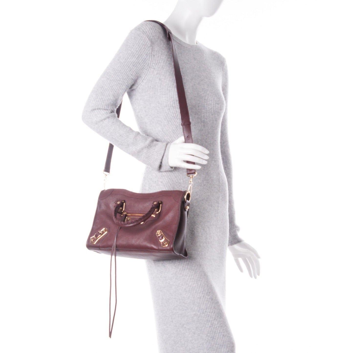 City Prune Purple Goat Leather Small Shoulder Bag