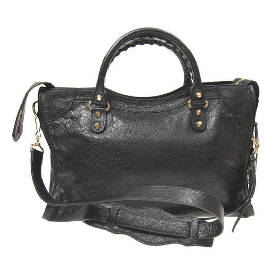 Classic City Grey Shiny Arena Leather Shoulder Bag