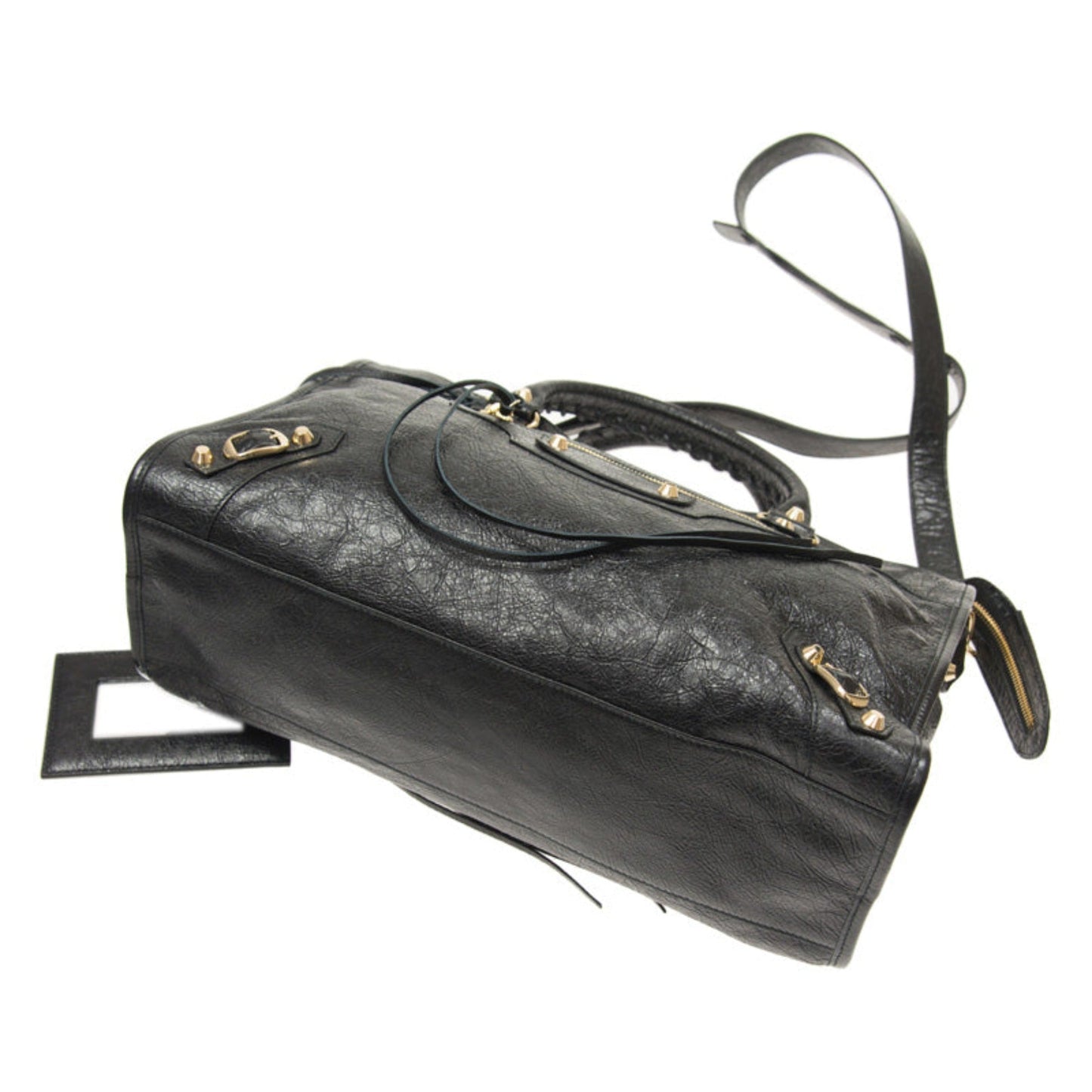 Classic City Grey Shiny Arena Leather Shoulder Bag