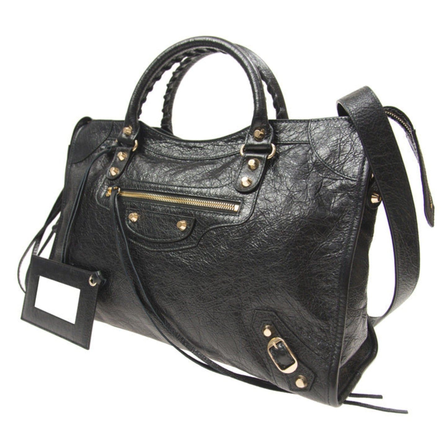 Classic City Grey Shiny Arena Leather Shoulder Bag