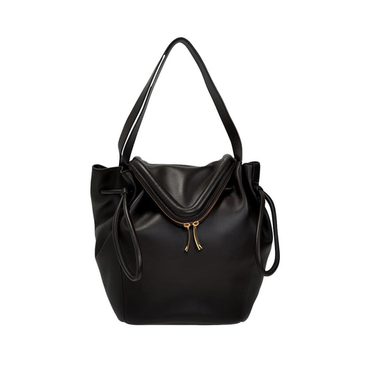 Beak Large Black Calfskin Shoulder Bag