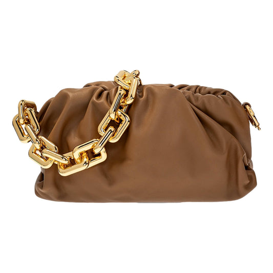 The Chain Pouch Brown Calfskin Leather Shoulder Bag